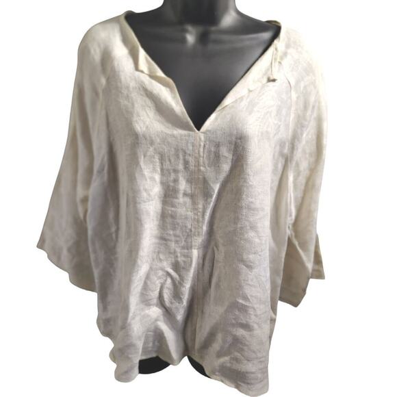 Maria Louisa B Italy Linen Boxy Top Ecru Women's Size - Picture 1 of 3